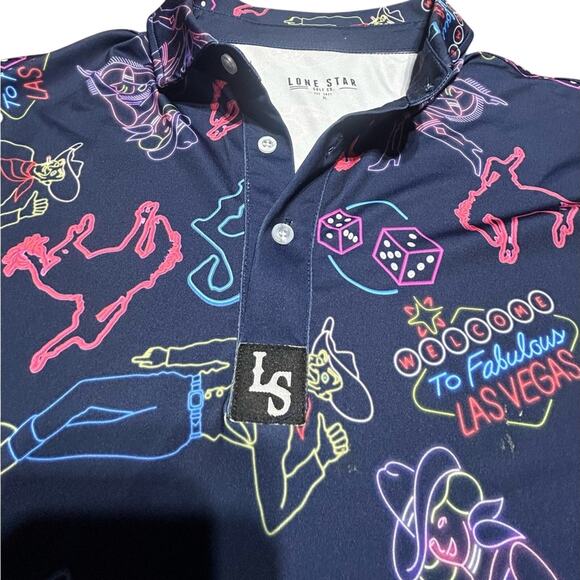 Lone Star Navy Las Vegas Graphic Golf Polo Shirt - Picture 4 of 5